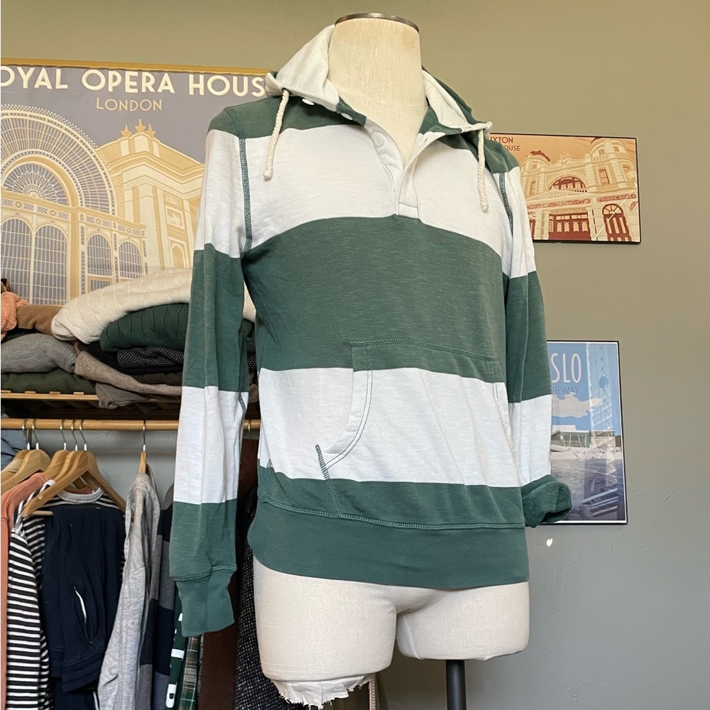 J. Crew Nautical Green and White Hoodie